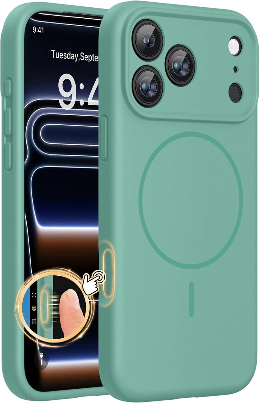 Magnetic for iPhone 17 Pro Max Case, Compatible with MagSafe, Integrated Silicone Camera Control Cover, 3.0mm Thicken Shockproof Drop Protection Phone Case for 17 ProMax, Orange