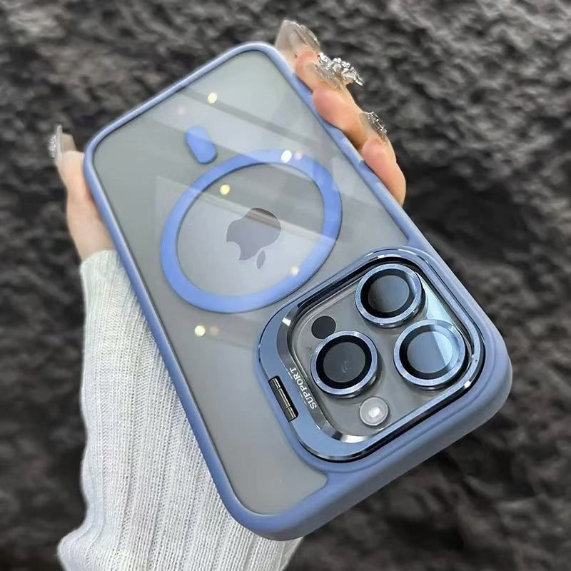 Luxury Magnetic Metal Lens Bumper Protection Case For iPhone 17 16 15 14 13 12 11 Pro Max Funda Wireless Charge Hard Clear Cover