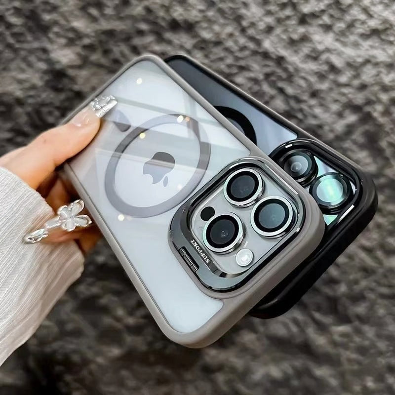 Luxury Magnetic Metal Lens Bumper Protection Case For iPhone 17 16 15 14 13 12 11 Pro Max Funda Wireless Charge Hard Clear Cover
